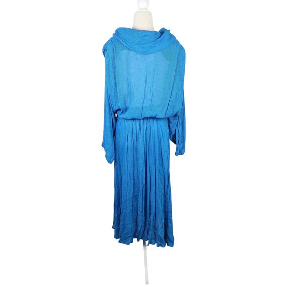 Vintage 80s Sybil Blue Knit Slouchy Maxi Sweater Dress M - Picture 4 of 5
